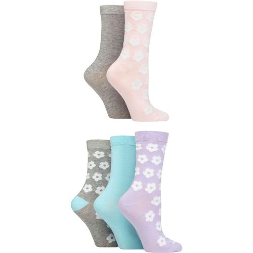 Women's 5 Pair SOCKSHOP Patterned Bamboo Socks Flowers Pink / Grey / Purple 4-8 - Wildfeet - Modalova