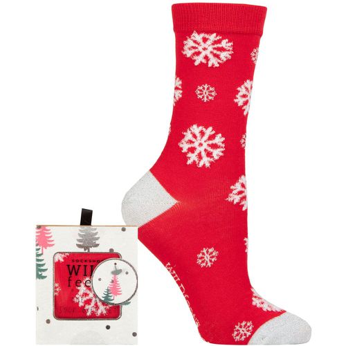 Ladies 1 Pair SOCKSHOP Bamboo Christmas Gift Boxed Socks Snowflakes 4-8 - Wildfeet - Modalova