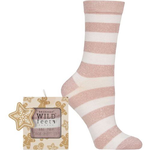 Women's 1 Pair Wildfeet Bamboo Christmas Gift Boxed Socks Pink / White Stripe 4-8 - SockShop - Modalova