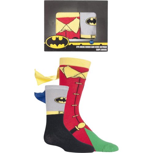 Pair Adult and Childs Batman and Robin Gift Boxed Cape Socks Kids Unisex 6-11 Mens 2-9 Years - Film & TV Characters - Modalova