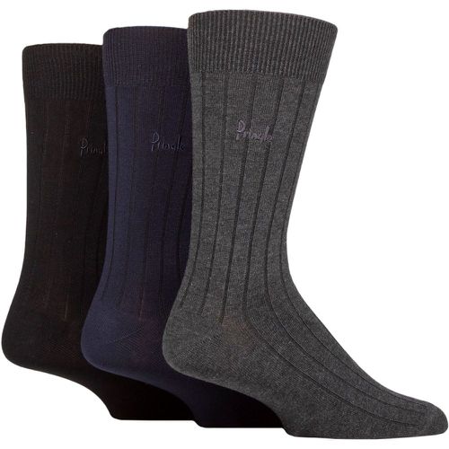 Mens 3 Pair Ribbed Bamboo Socks Black / Navy / Grey 7-11 Mens - Pringle - Modalova