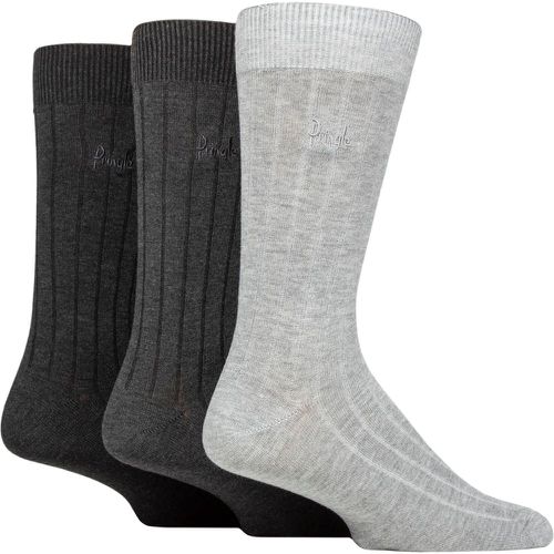 Mens 3 Pair Ribbed Bamboo Socks Charcoal 7-11 Mens - Pringle - Modalova