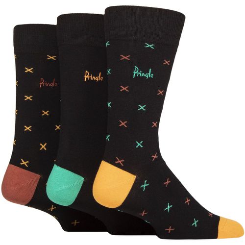 Mens 3 Pair Pringle Patterned Bamboo Socks Black Green / Brown X 7-11 Mens - SockShop - Modalova