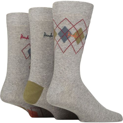 Mens 3 Pair Cotton and Recycled Polyester Patterned Socks Argyle Light 7-11 - Pringle - Modalova