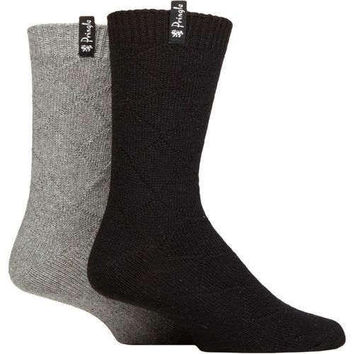 Mens 2 Pair Recycled Wool Boot Socks Diamond Black / Grey 7-11 Mens - Pringle - Modalova