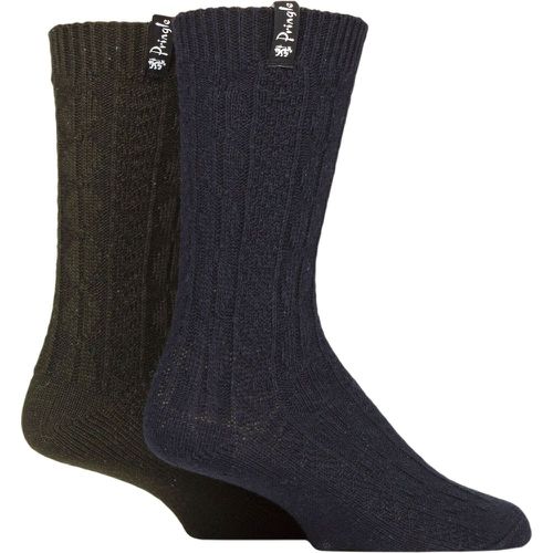 Mens 2 Pair Recycled Wool Boot Socks Navy / Green 7-11 - Pringle - Modalova