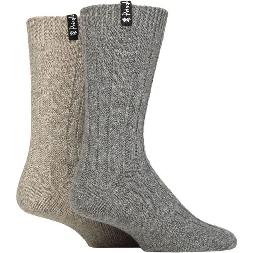 Mens 2 Pair Recycled Wool Boot Socks Grey / Sand 7-11 - Pringle - Modalova