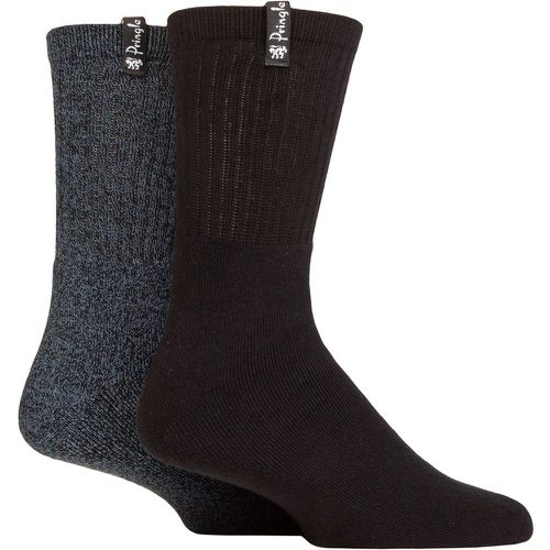 Mens 2 Pair Cushioned Boot Socks Black / Teal 7-11 - Pringle - Modalova