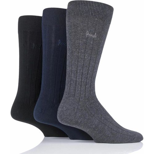 Mens 3 Pair Laird Rib Trouser Socks Black / Navy / Grey 12-14 Mens - Pringle - Modalova