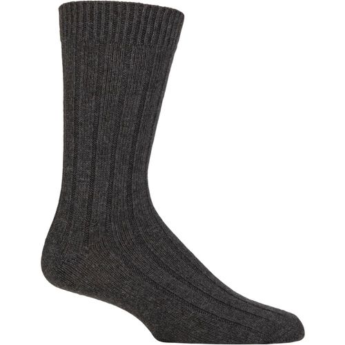 Mens 1 Pair Cashmere and Merino Wool Blend Luxury Socks Rib Charcoal 7-11 - Pringle - Modalova