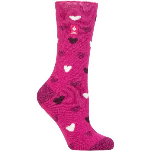 Women's 1 Pair SOCKSHOP 1.6 TOG Lite Patterned and Striped Socks Jasmine Hearts Fuchsia Red 4-8 - Heat Holders - Modalova