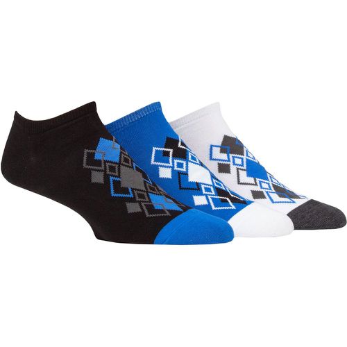 Mens 3 Pair Plain and Patterned Cotton Secret Socks Black / Blue / White Diamonds 6-11 Mens - Pringle - Modalova