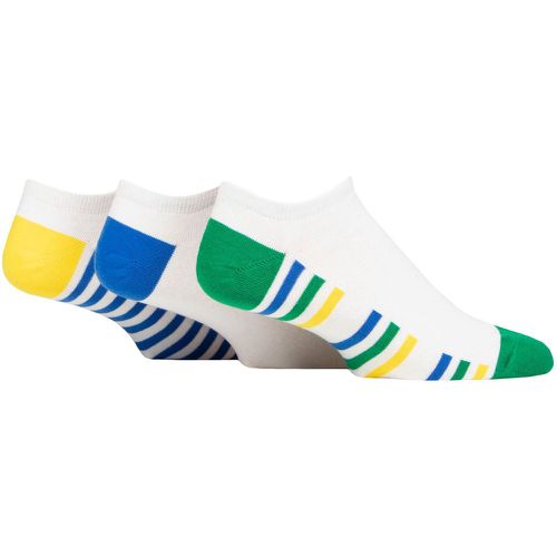 Mens 3 Pair Plain and Patterned Cotton Secret Socks Sole Stripe Green / Blue / Yellow UK 7-11 - Pringle - Modalova