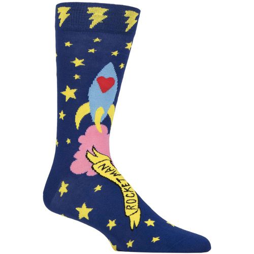 Mens and Ladies 1 Pair Happy Socks Elton John Rocket Man Socks Blue 4-7 Unisex - SockShop - Modalova