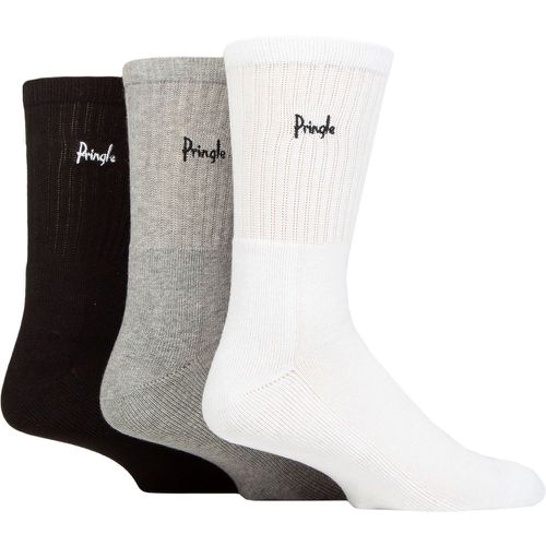 Mens 3 Pair Plain and Patterned Cotton Half-Cushioned Sports Socks Plain UK 7-11 - Pringle - Modalova