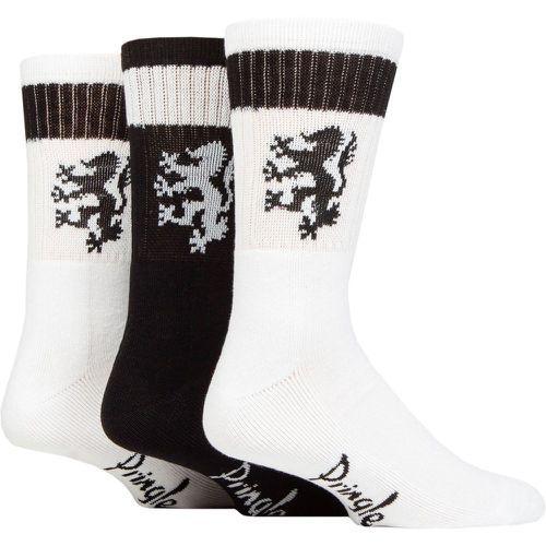 Mens 3 Pair Plain and Patterned Cotton Half-Cushioned Sports Socks Logo Black / White UK 7-11 - Pringle - Modalova