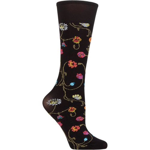 Pair Variante Unica Platino Floral Knit Opaque Knee High Socks Ladies One Size - Trasparenze - Modalova