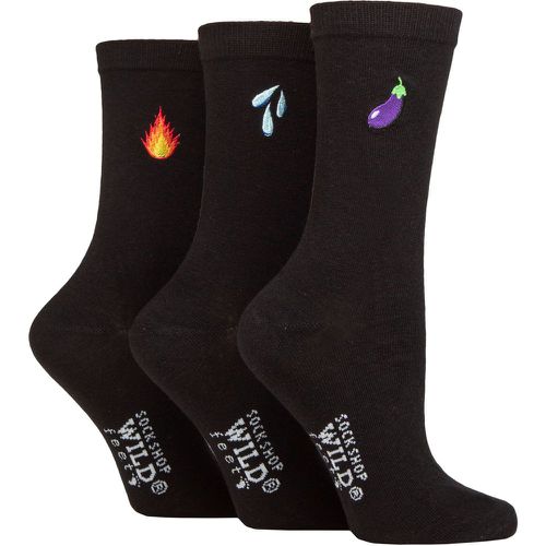 Ladies 3 Pair SOCKSHOP Embroidered Socks Aubergine / Water / Fire 4-8 UK - Wildfeet - Modalova