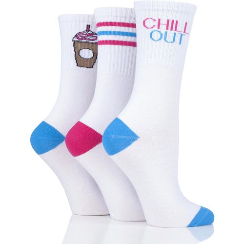 Pair Chill Out Slogan Cotton Sports Socks Ladies 4-8 Ladies - Wild Feet - Modalova