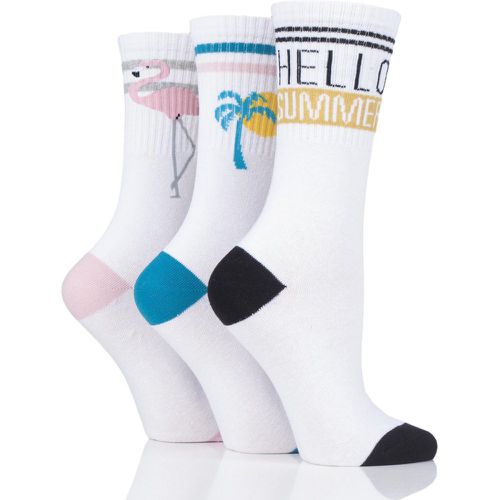 Pair Hello Summer Slogan Cotton Sports Socks Ladies 4-8 Ladies - Wild Feet - Modalova