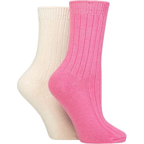 Ladies 2 Pair SOCKSHOP Wildfeet Cashmere Socks Pink / Snow 4-8 Ladies - Wild Feet - Modalova