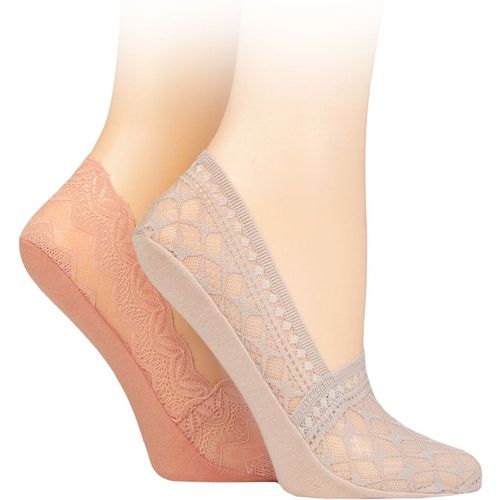 Ladies 2 Pair Lace Shoe Liners / Grey 4-8 - SockShop - Modalova