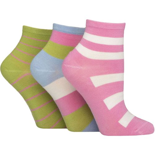 Women's 3 Pair Plain and Patterned Bamboo Ankle Socks Striped Ocean View 4-8 - SockShop - Modalova