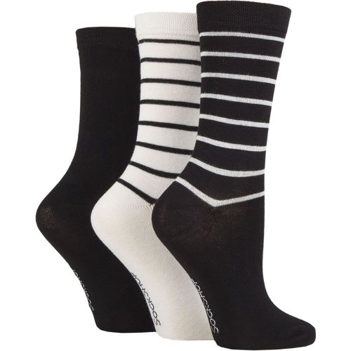 Women's 3 Pair Patterned Plain and Striped Bamboo Socks Striped 4-8 Ladies - SockShop - Modalova