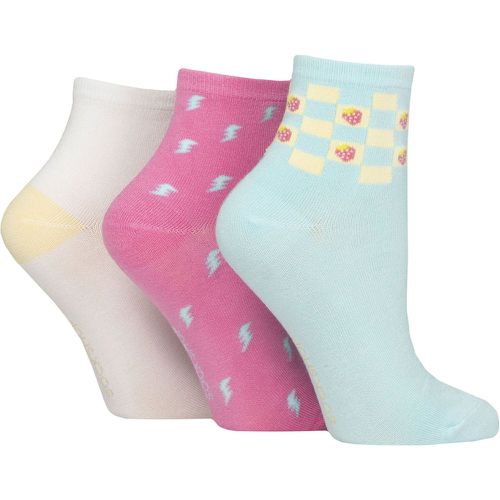 Women's 3 Pair Plain and Patterned Bamboo Ankle Socks Aqua 4-8 - SockShop - Modalova