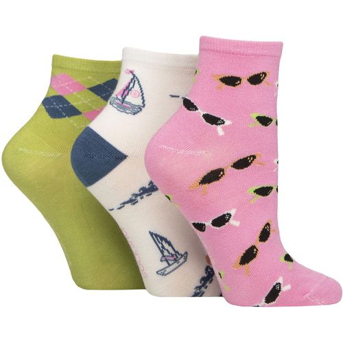 Women's 3 Pair Plain and Patterned Bamboo Ankle Socks Patterned Ocean View 4-8 - SockShop - Modalova