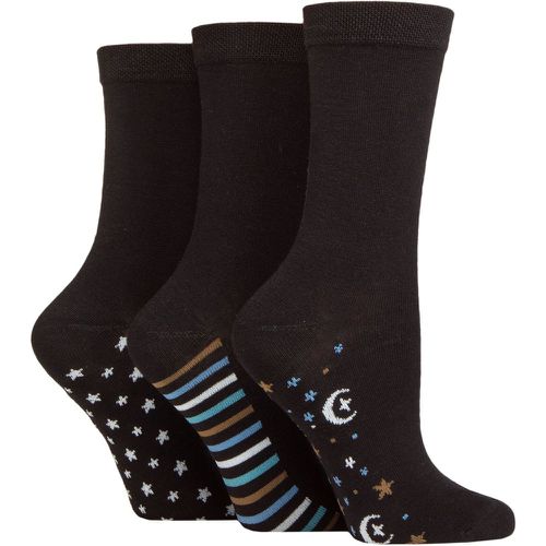 Women's 3 Pair Patterned Plain and Striped Bamboo Socks Patterned Sole Celestial 4-8 - SockShop - Modalova