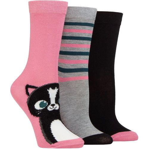 Ladies 3 Pair Bamboo Feather Socks Fluffy Cat 4-8 - SockShop - Modalova
