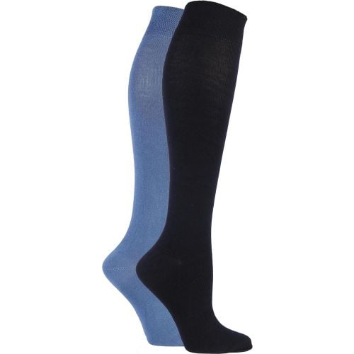 Pair Navy / Plain Bamboo Knee High Socks with Smooth Toe Seams Ladies 4-8 Ladies - SockShop - Modalova