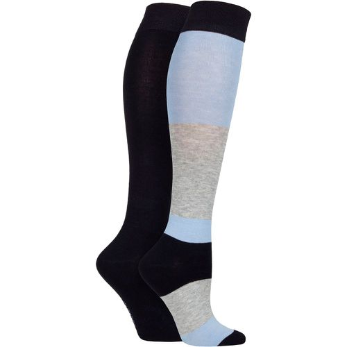 Ladies 2 Pair Plain and Patterned Bamboo Knee High Socks with Smooth Toe Seams Kentucky 4-8 Ladies - SockShop - Modalova