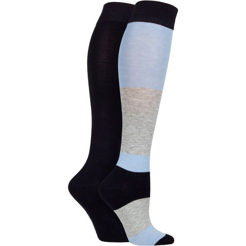 Women's 2 Pair Plain and Patterned Bamboo Knee High Socks with Smooth Toe Seams Kentucky 4-8 Ladies - SockShop - Modalova