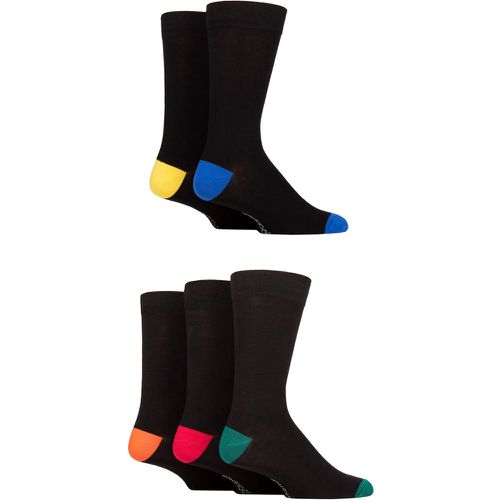 Mens 5 Pair Plain, Striped and Patterned Bamboo Socks Classic / Heel and Toe 7-11 - SockShop - Modalova