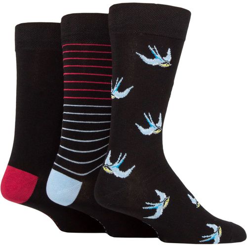 Men's 3 Pair Plain, Patterned, Striped and Heel & Toe Bamboo Socks Birds 7-11 Mens - SockShop - Modalova