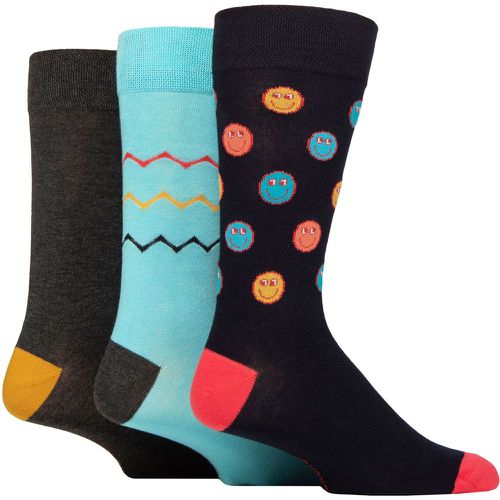 Men's 3 Pair Plain, Patterned, Striped and Heel & Toe Bamboo Socks Smiley Face 7-11 - SockShop - Modalova