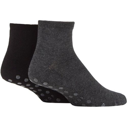 Mens and Women's 2 Pair Bamboo Cushioned Slipper Socks Charcoal / Black 7-11 Mens - Lazy Panda - Modalova