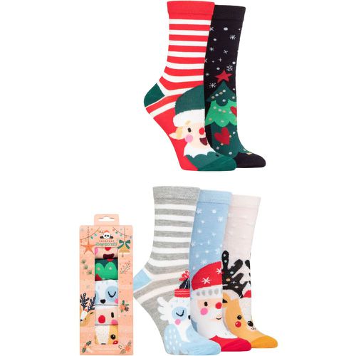Ladies 5 Pair SOCKSHOP Christmas Gift Boxed Bamboo Socks Christmas Characters 4-8 Ladies - Lazy Panda - Modalova