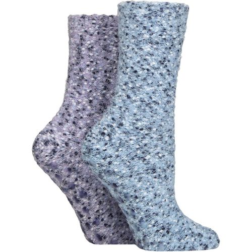 Women's 2 Pair Popcorn Feather Slipper Socks with Grip / Grey 4-8 Women's - SockShop - Modalova