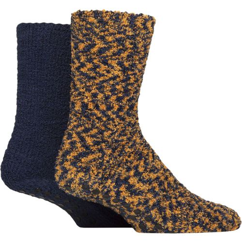 Men's 2 Pair Cosy Slipper Socks with Grip Mustard 7-11 - SockShop - Modalova