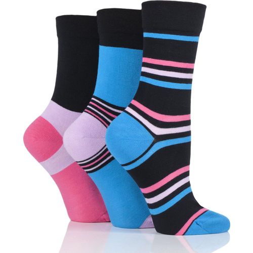Pair Black / Bubblegum Gentle Bamboo Socks with Smooth Toe Seams in Plains and Stripes Ladies 4-8 Ladies - SockShop - Modalova
