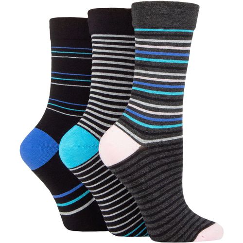 Ladies 3 Pair Gentle Bamboo Socks with Smooth Toe Seams in Plains and Stripes / Grey Stripe 4-8 - SockShop - Modalova
