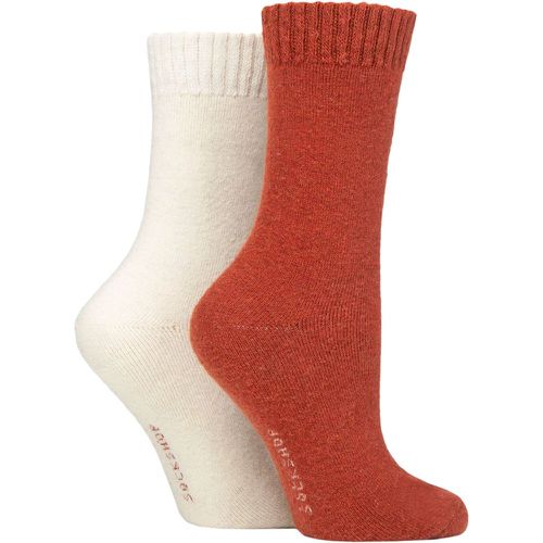 Women's 2 Pair Wool Mix Striped and Plain Boot Socks Rust Plain 4-8 Ladies - SockShop - Modalova