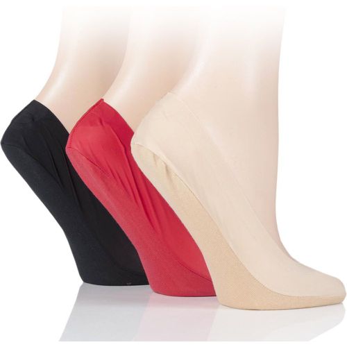 Pair Black / Natural / Red Smooth Nylon Shoe Liners Ladies 4-8 Ladies - SockShop - Modalova