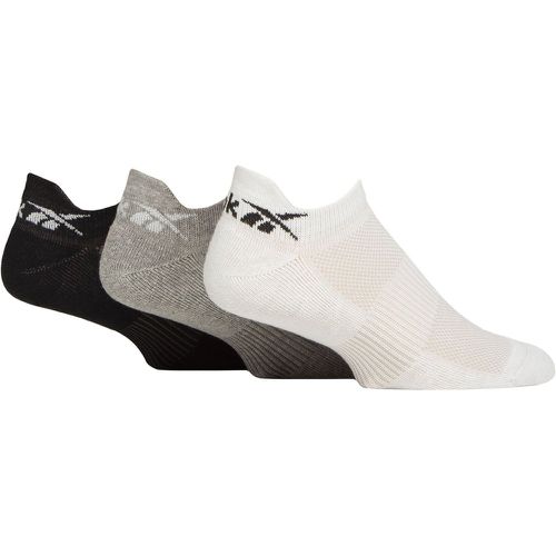 Mens and Ladies 3 Pair Essentials Cotton Trainer Socks White / Grey / Black 4.5-6 UK - Reebok - Modalova