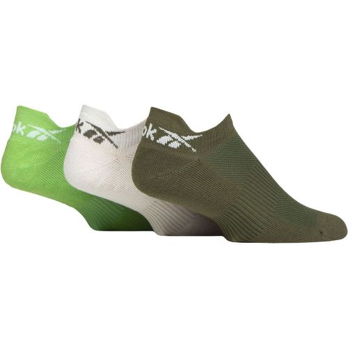 Mens and Ladies 3 Pair Essentials Cotton Trainer Socks / White / Lime 2.5-3.5 UK - Reebok - Modalova