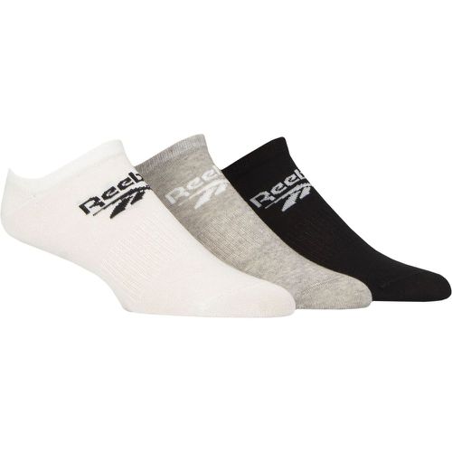 Mens and Ladies 3 Pair Core Cotton Trainer Socks White / Grey / Black 2.5-3.5 UK - Reebok - Modalova