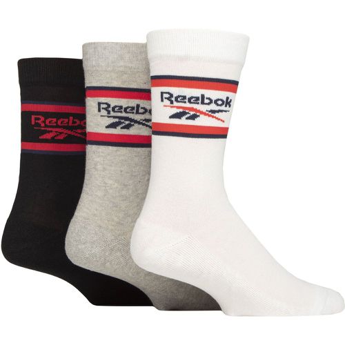 Mens and Ladies 3 Pair Essentials Cotton Crew Socks White / Grey / Black 4.5-6 UK - Reebok - Modalova